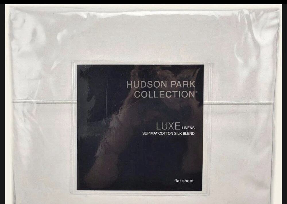 Hudson Park Luxe Linens Supima Cotton Silk Blend KING Flat Sheet Silver